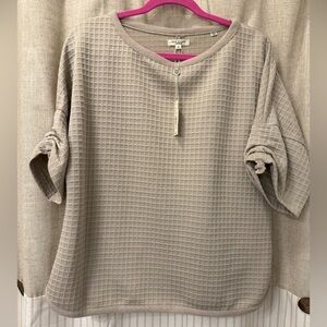 Max Studio Taupe Waffle Knit Hoodie